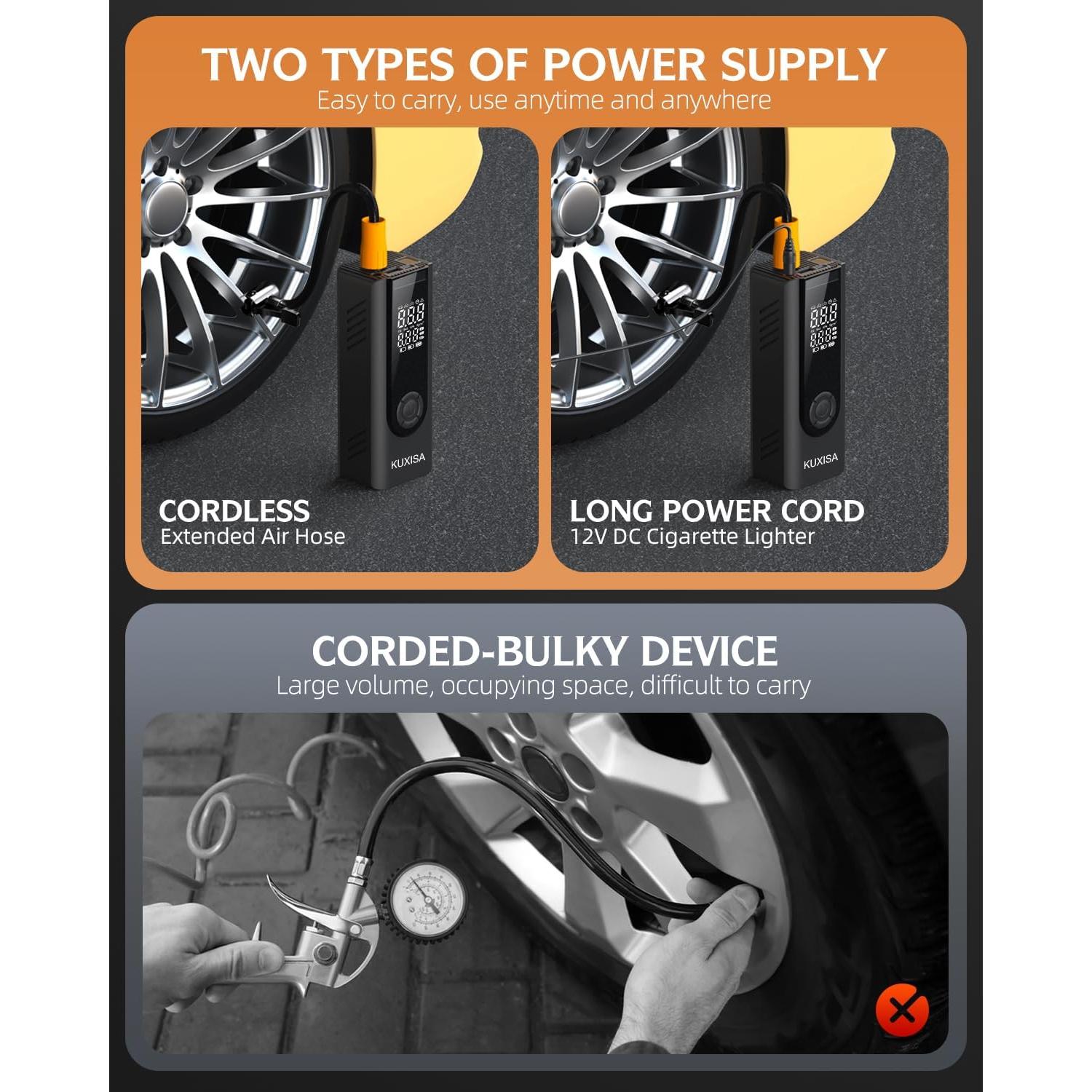 Compresor de Aire Portátil KUXISA CZK-5628 180PSI 25000mAh