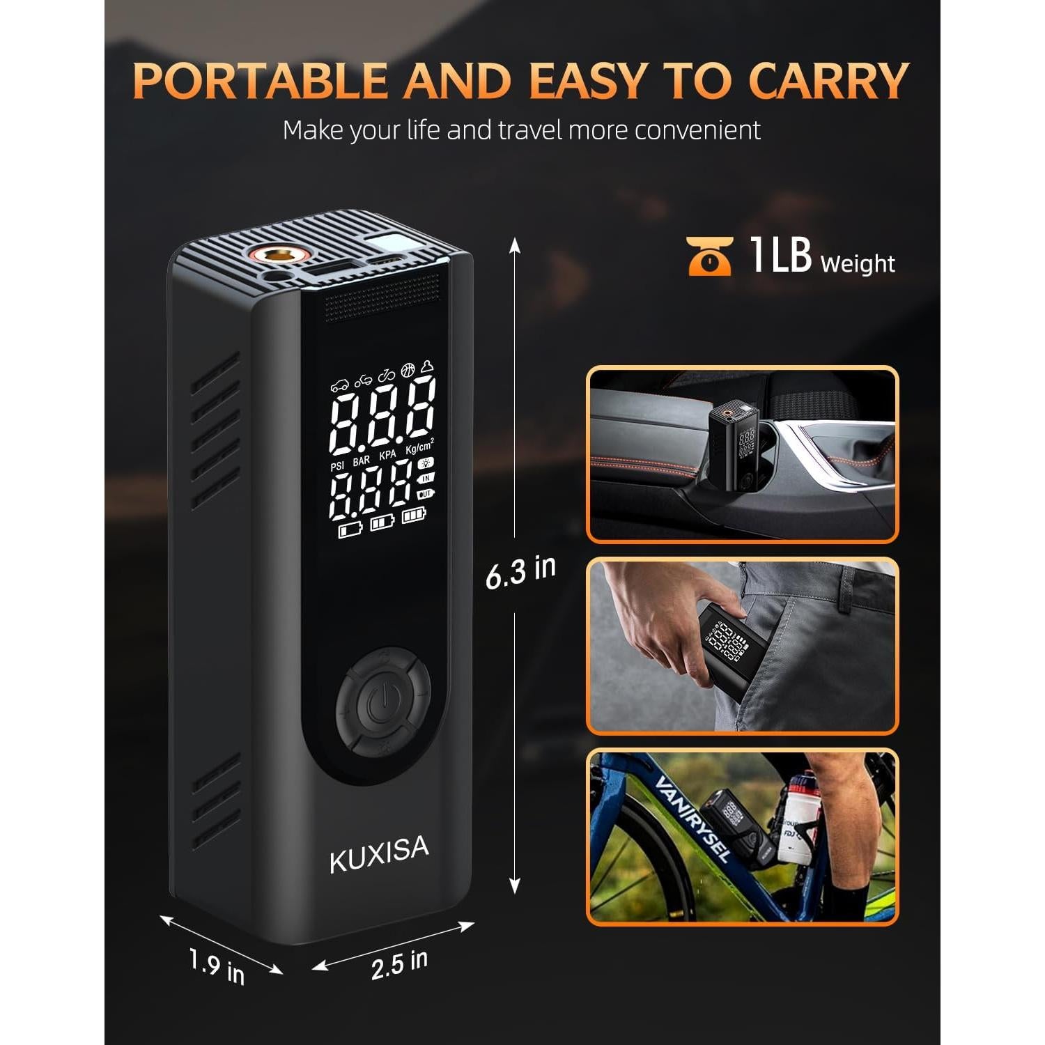 Compresor de Aire Portátil KUXISA CZK-5628 180PSI 25000mAh