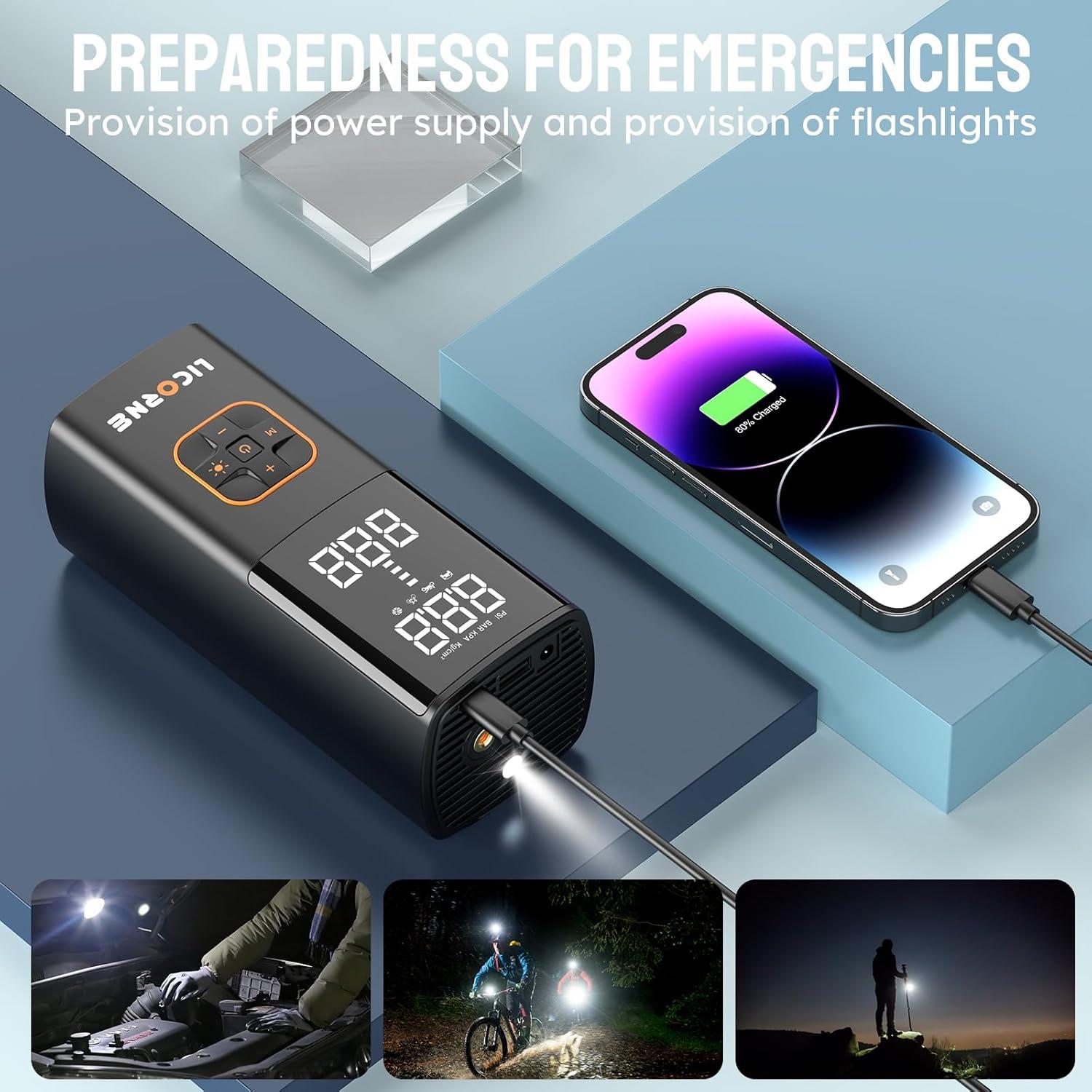 Compresor de Aire Portátil LICORNE P008BK 180PSI Inalámbrico