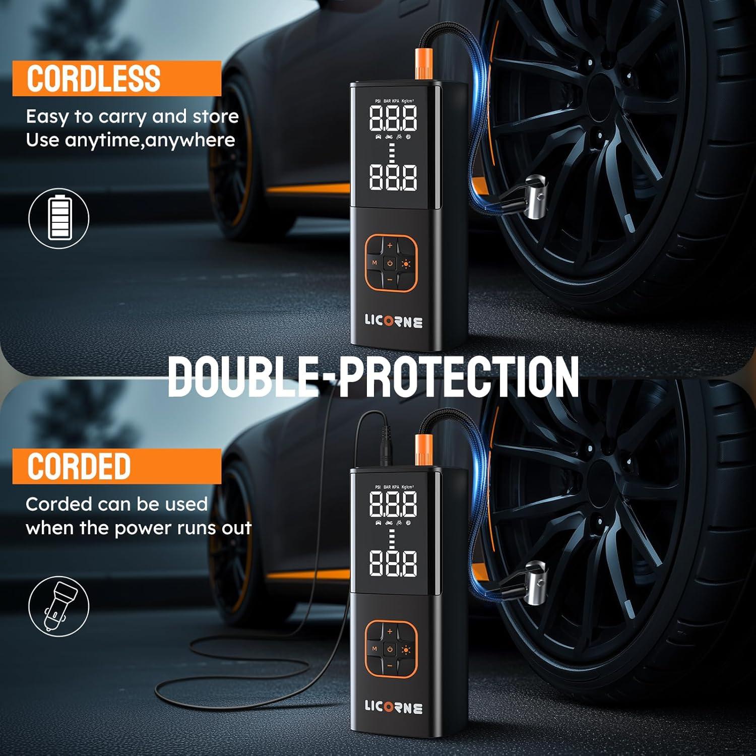 Compresor de Aire Portátil LICORNE P008BK 180PSI Inalámbrico
