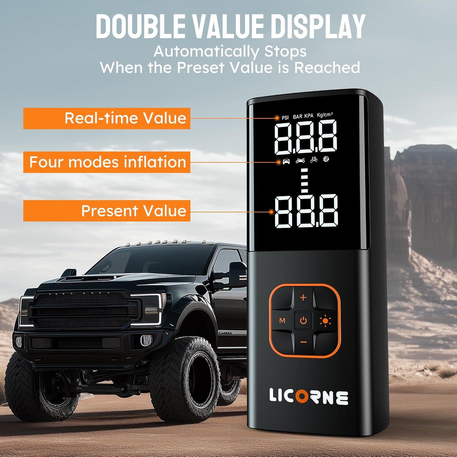 Compresor de Aire Portátil LICORNE P008BK 180PSI Inalámbrico