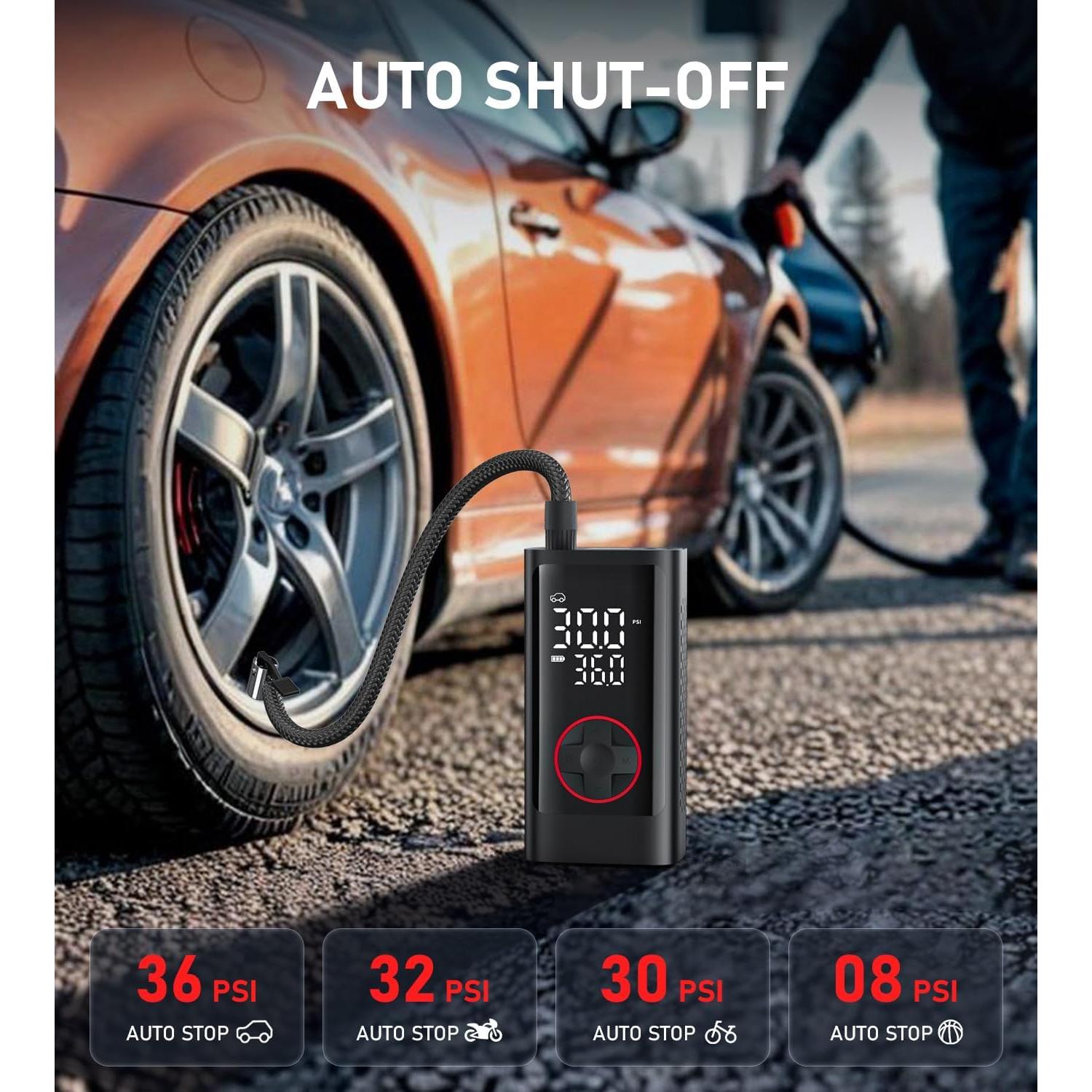 Compresor de Aire Portátil Pumptiva 150 PSI con Luz LED