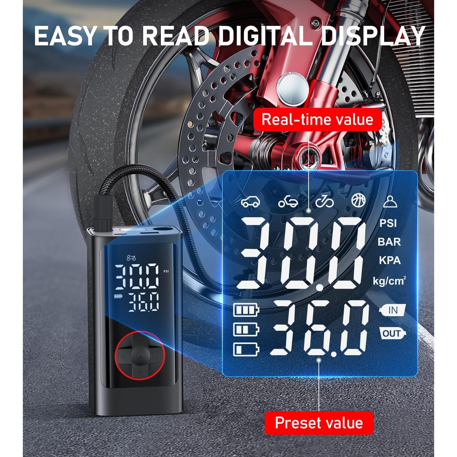 Compresor de Aire Portátil Pumptiva 150 PSI con Luz LED