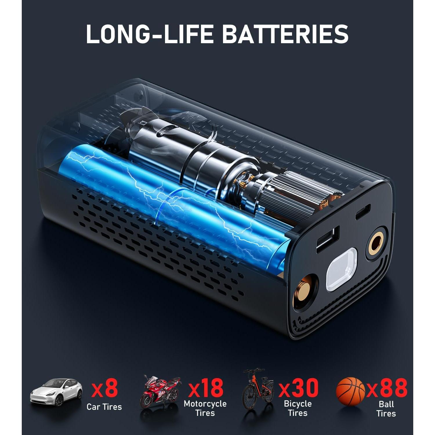 Compresor de Aire Portátil Pumptiva 150 PSI con Luz LED