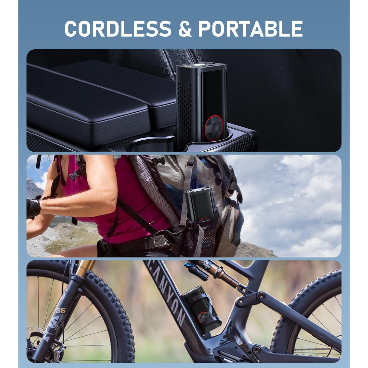 Compresor de Aire Portátil Pumptiva 150 PSI con Luz LED