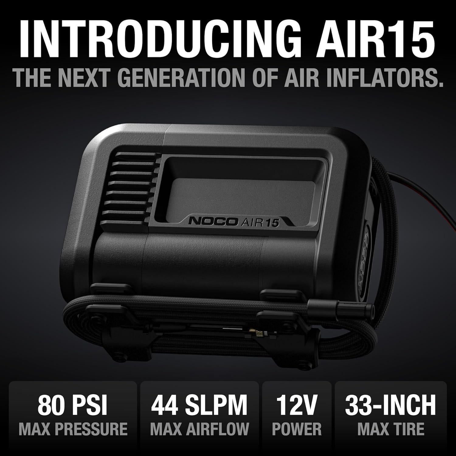 Compresor de Aire Portátil NOCO AIR15 15A 80 PSI Inflado Rápido