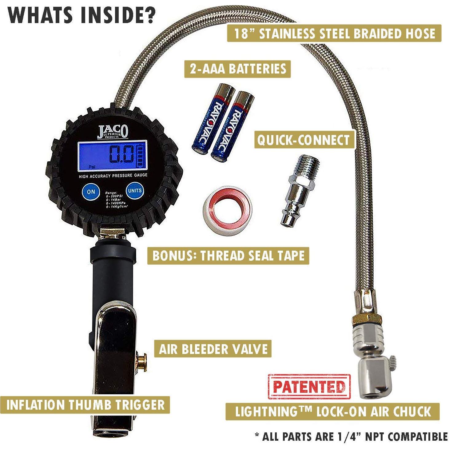 Inflador Digital de Neumáticos JACO FlowPro 200 PSI