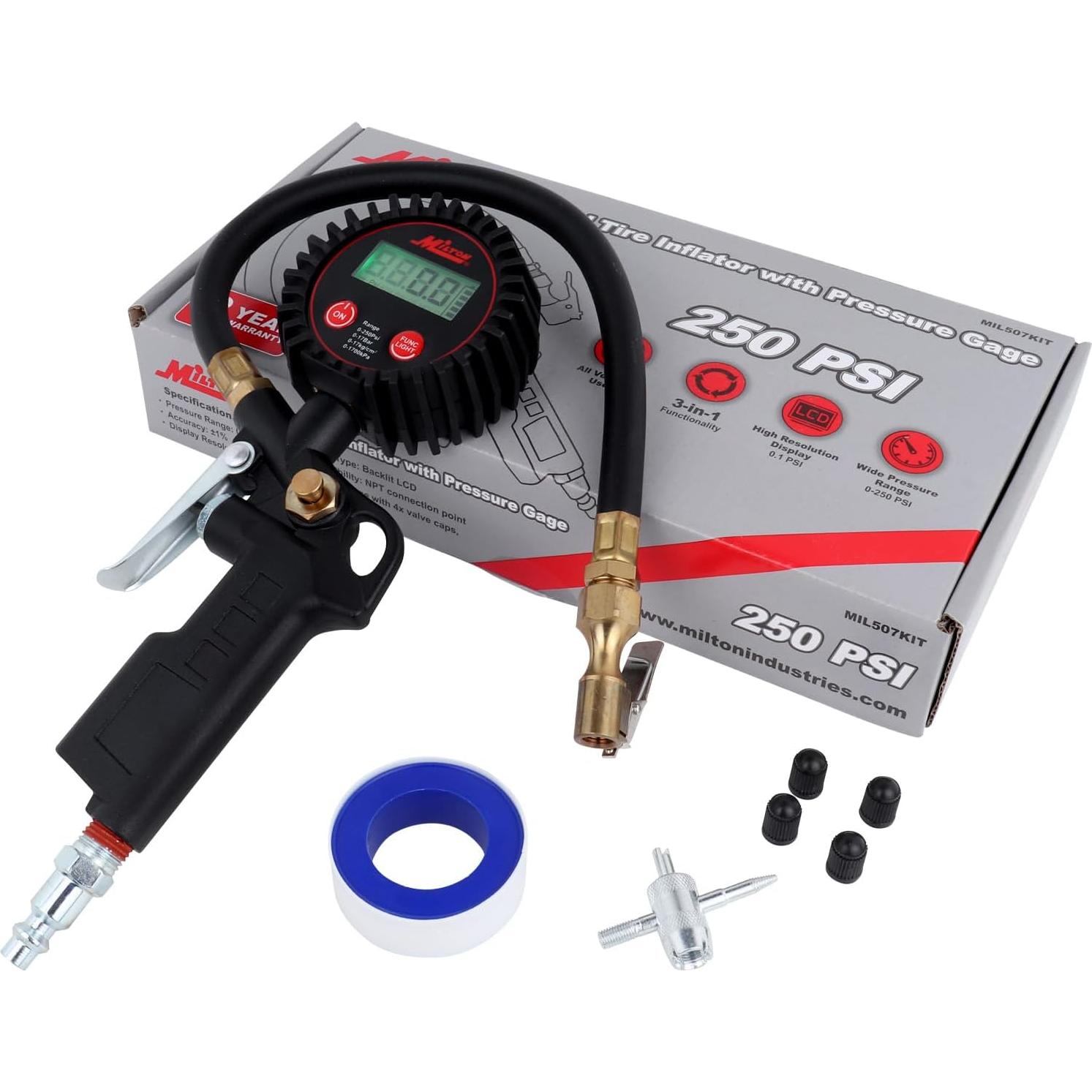Inflador Digital de Neumáticos Milton 507KIT 0-250 PSI
