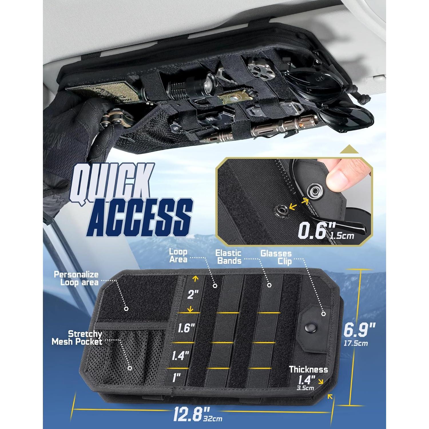 Organizador de Visera de Coche WYNEX con Panel Molle Negro