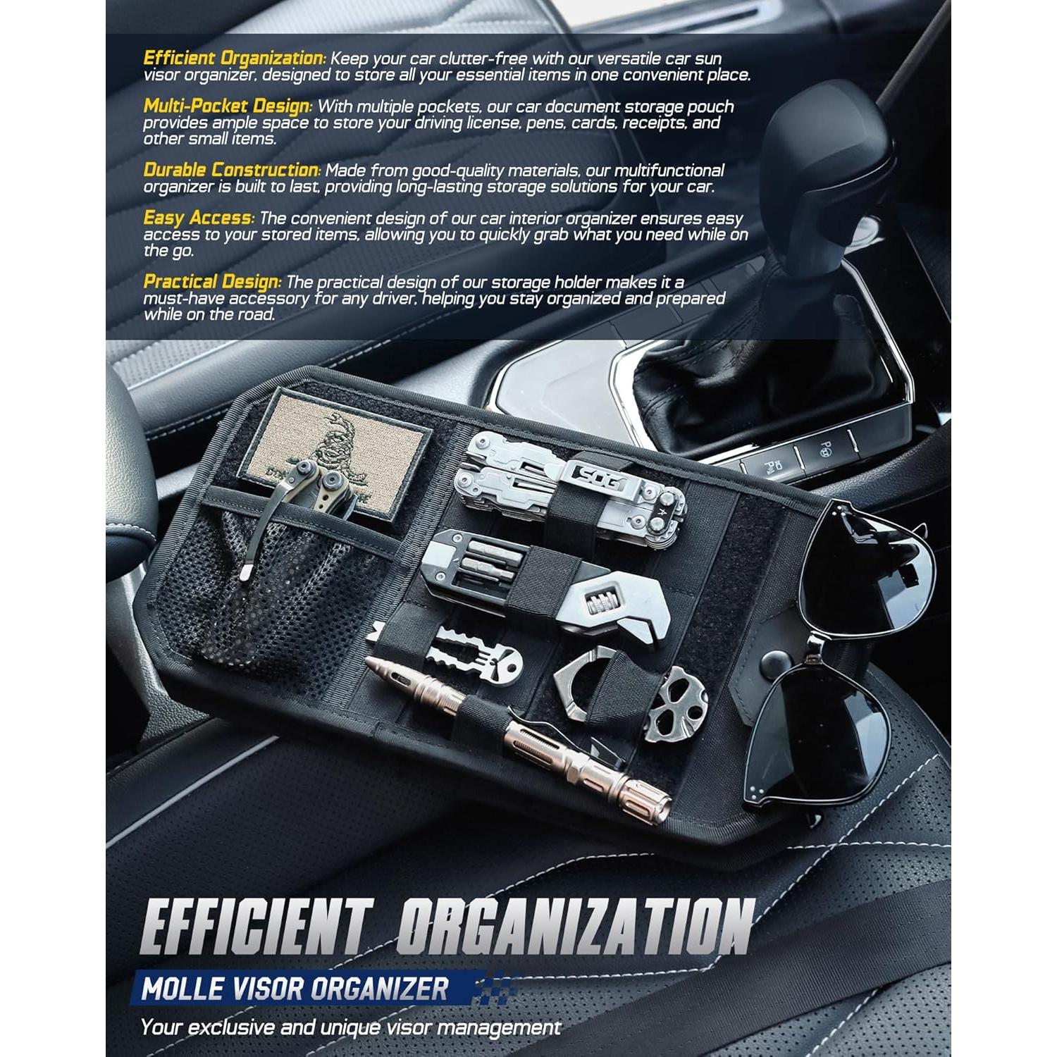 Organizador de Visera de Coche WYNEX con Panel Molle Negro