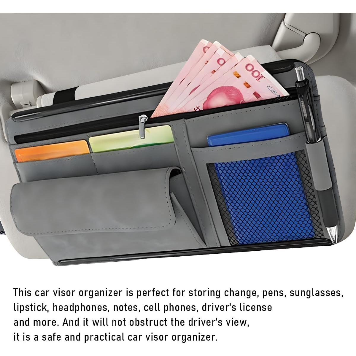 Organizador de Visera de Coche Yourkar Gris - Almacenamiento Práctico