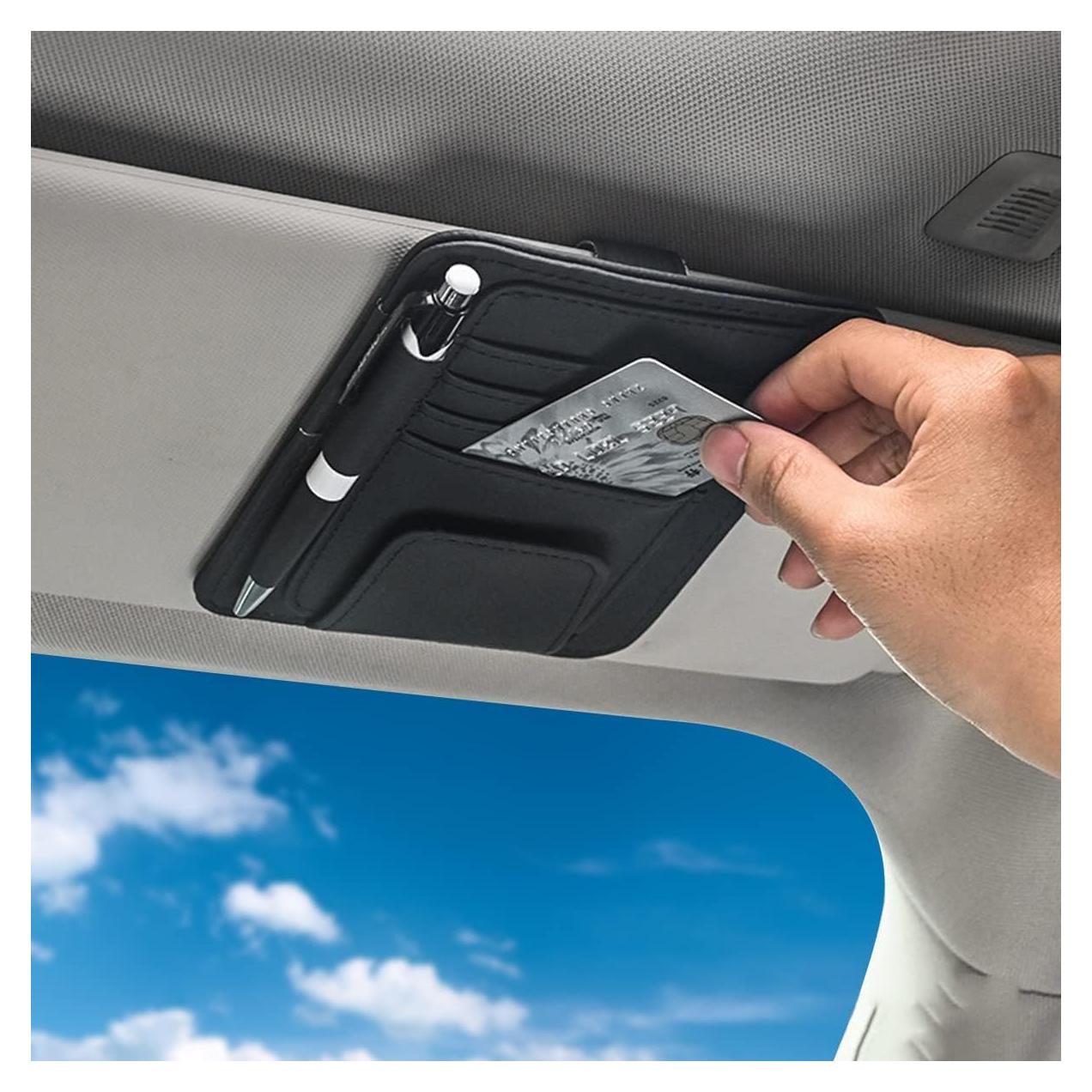 Organizador de Visera Solar Aturmon Mini Cuero Negro 15.5x12.5cm