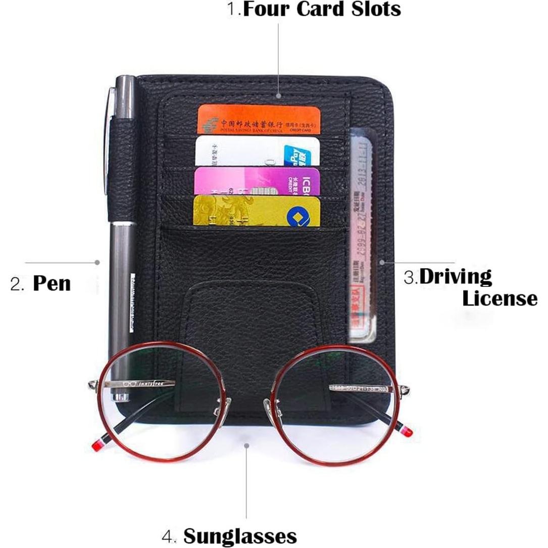 Organizador de Visera Solar Aturmon Mini Cuero Negro 15.5x12.5cm