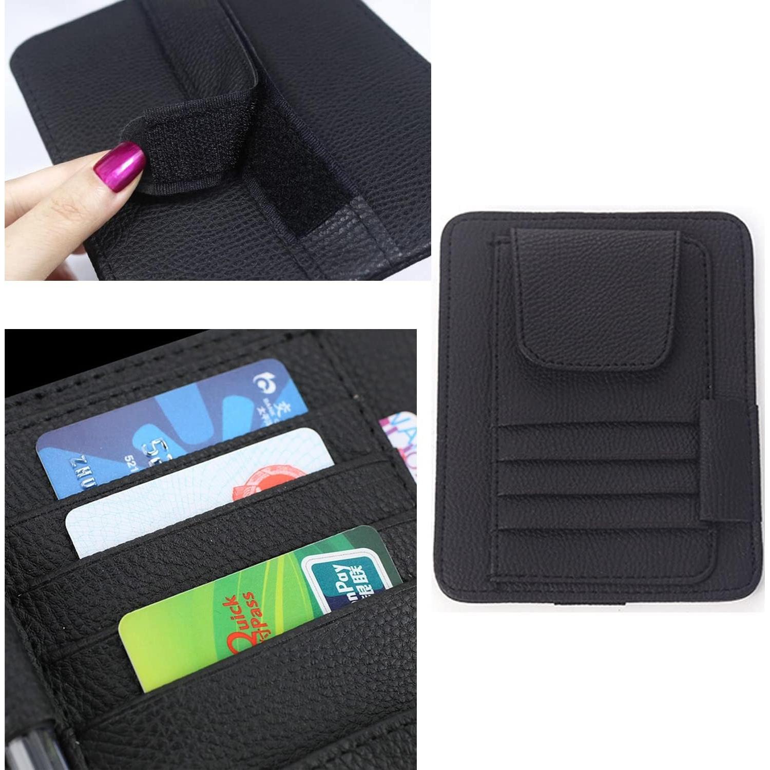 Organizador de Visera Solar Aturmon Mini Cuero Negro 15.5x12.5cm
