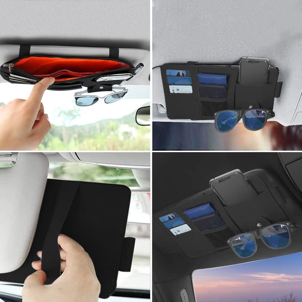 Organizador de Visera de Sol DWARFOO Negro con Múltiples Bolsillos