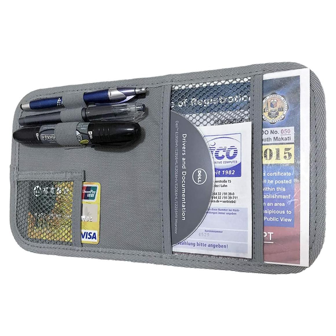 Organizador de Visera de Coche ZugGear SV-2, Gris, 6 Compartimentos