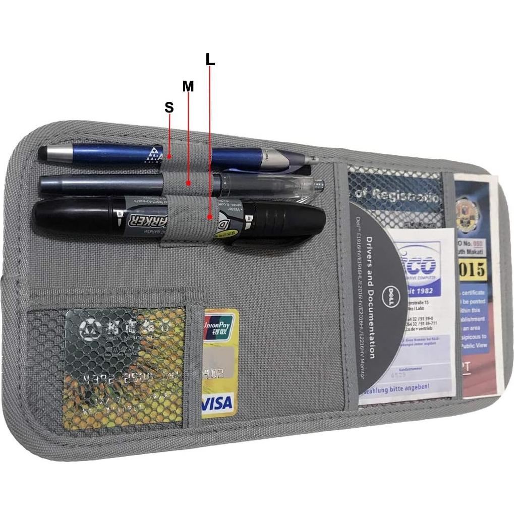 Organizador de Visera de Coche ZugGear SV-2, Gris, 6 Compartimentos