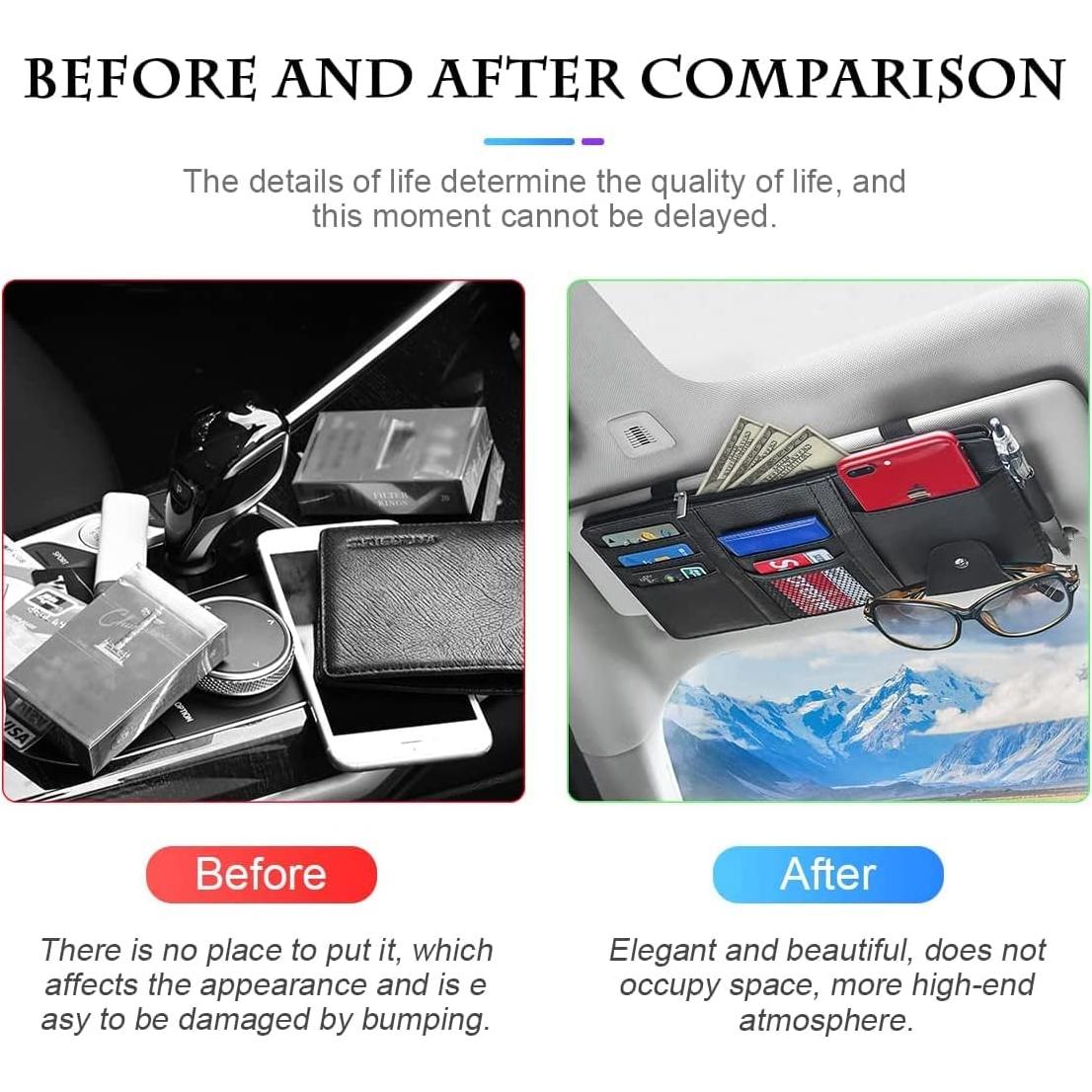 Organizador de Visera de Coche XINLIYA - Bolsa de Almacenamiento Negro
