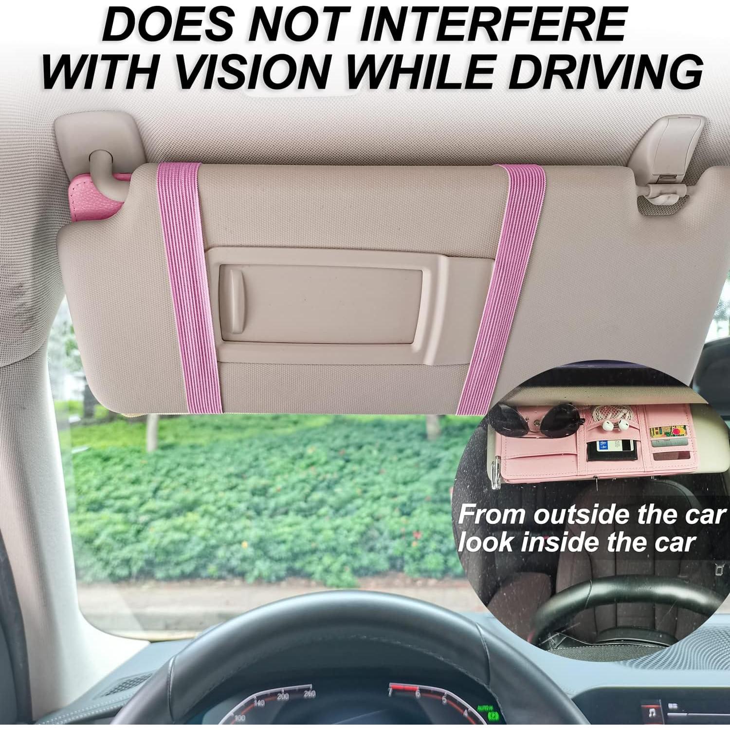 Organizador de Visera de Coche Keedolla Rosa - Almacenamiento Multifuncional