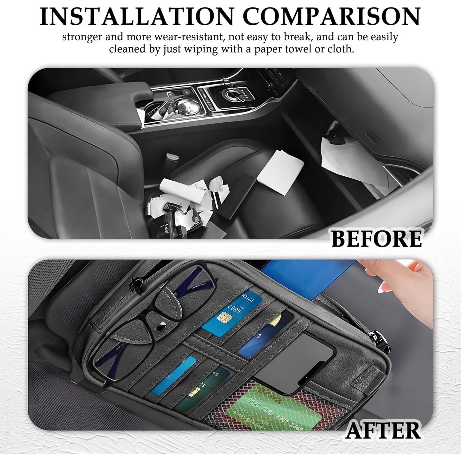 Organizador de Visera de Coche wedfish en Cuero PU Negro