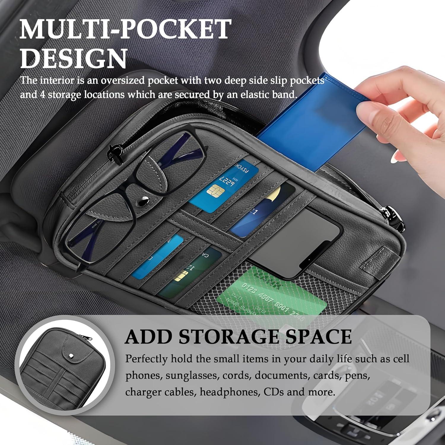 Organizador de Visera de Coche wedfish en Cuero PU Negro