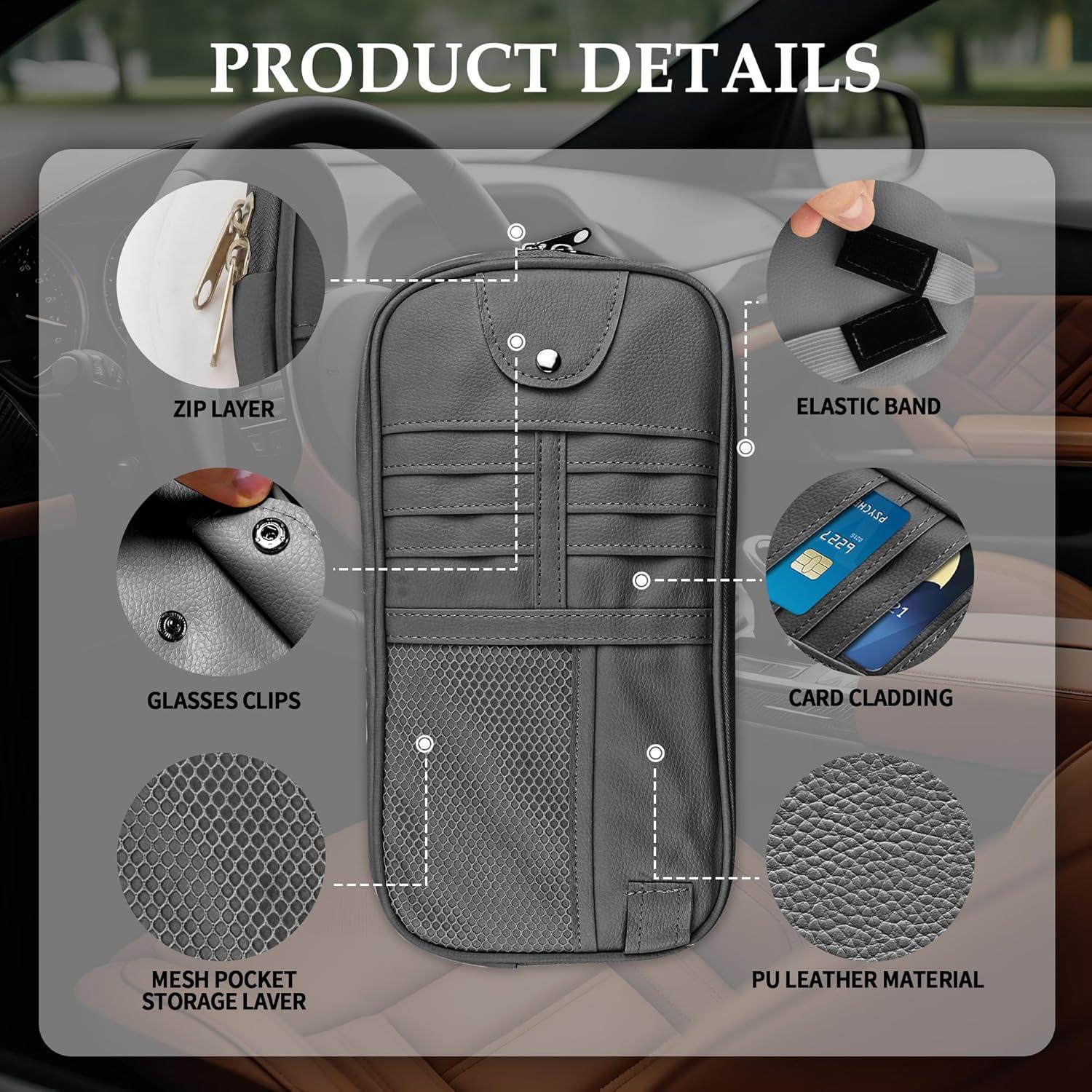 Organizador de Visera de Coche wedfish en Cuero PU Negro