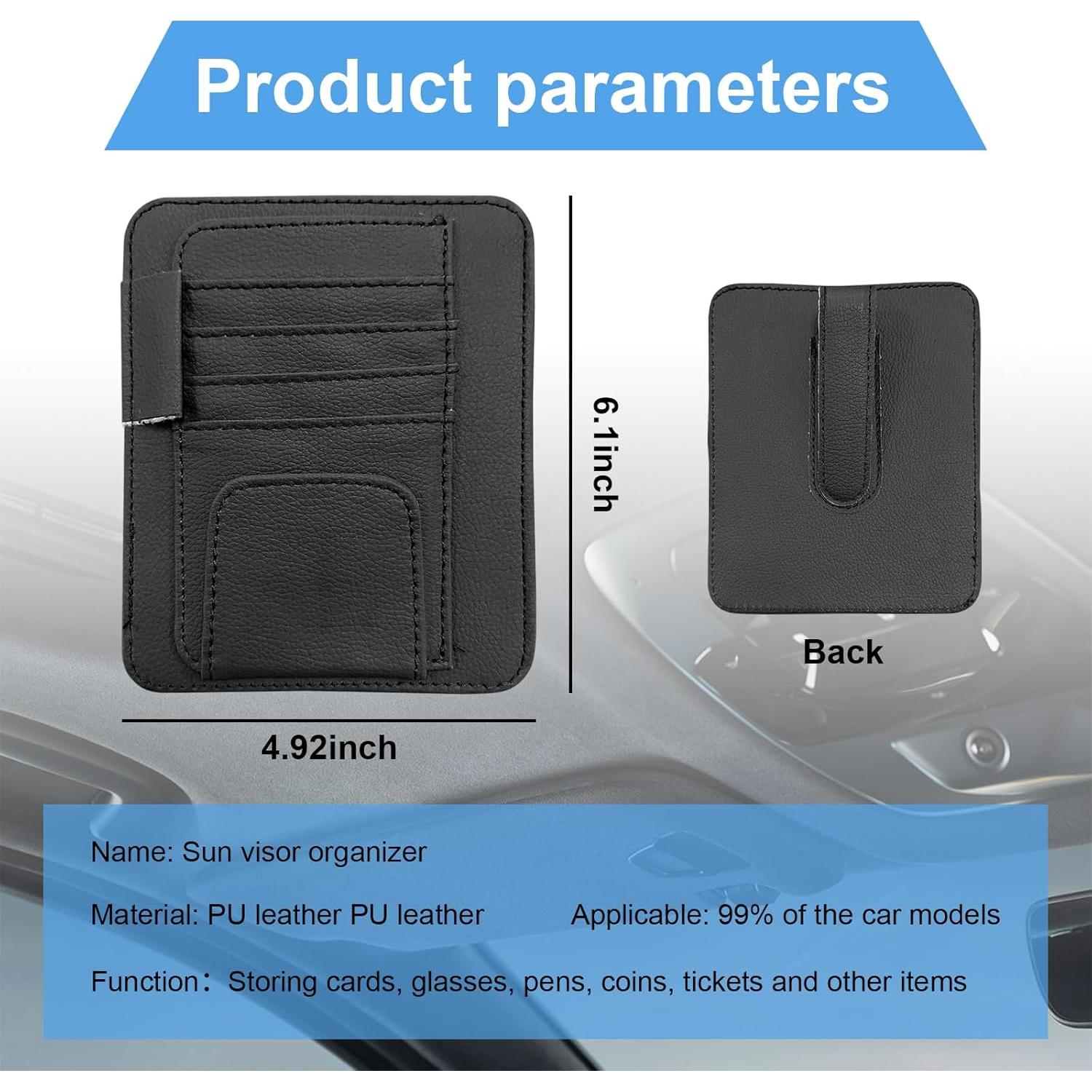 Organizador de Visera de Coche Augeny Negro, Almacenamiento Compacto