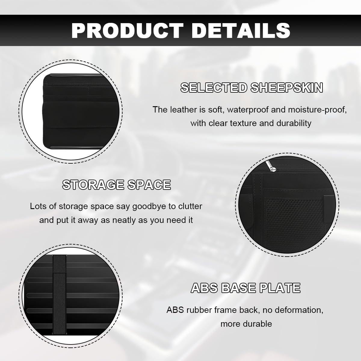 Organizador de Visera de Coche SHMZK en Cuero Negro con 5 Bolsillos