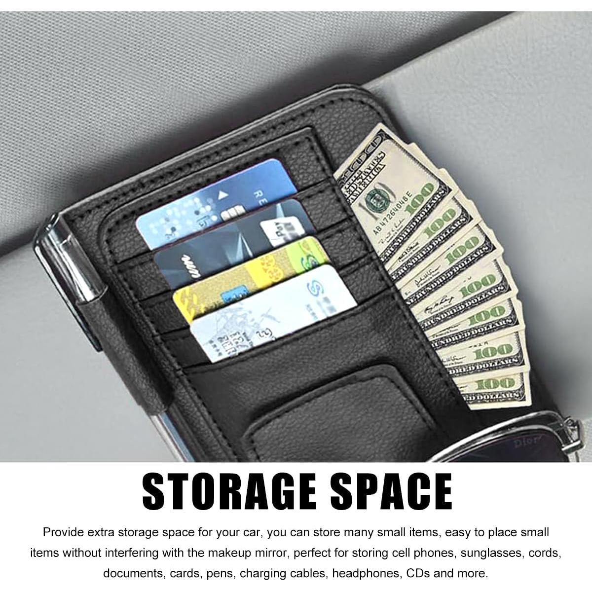 Organizador de Visera de Coche Povtii Fibra de Carbono Roja