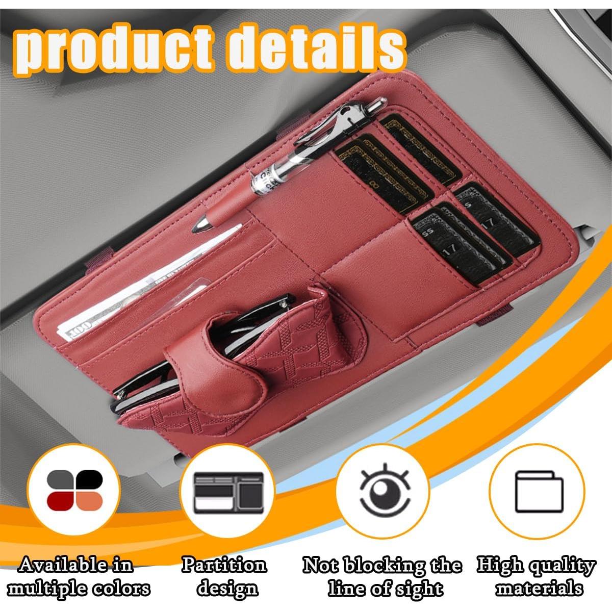 Organizador de Visera de Coche Sandfren Rojo Vino 32x16 cm