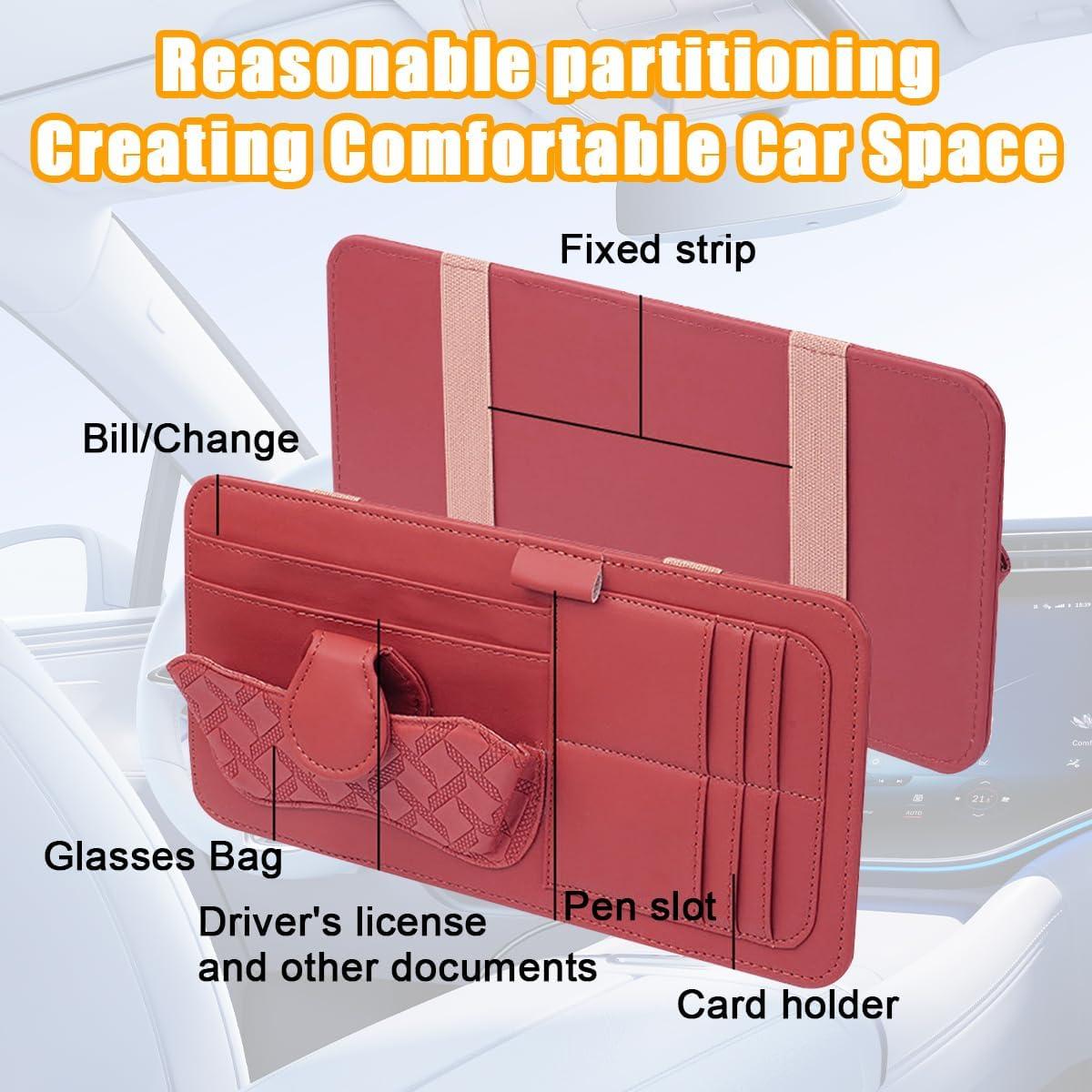 Organizador de Visera de Coche Sandfren Rojo Vino 32x16 cm