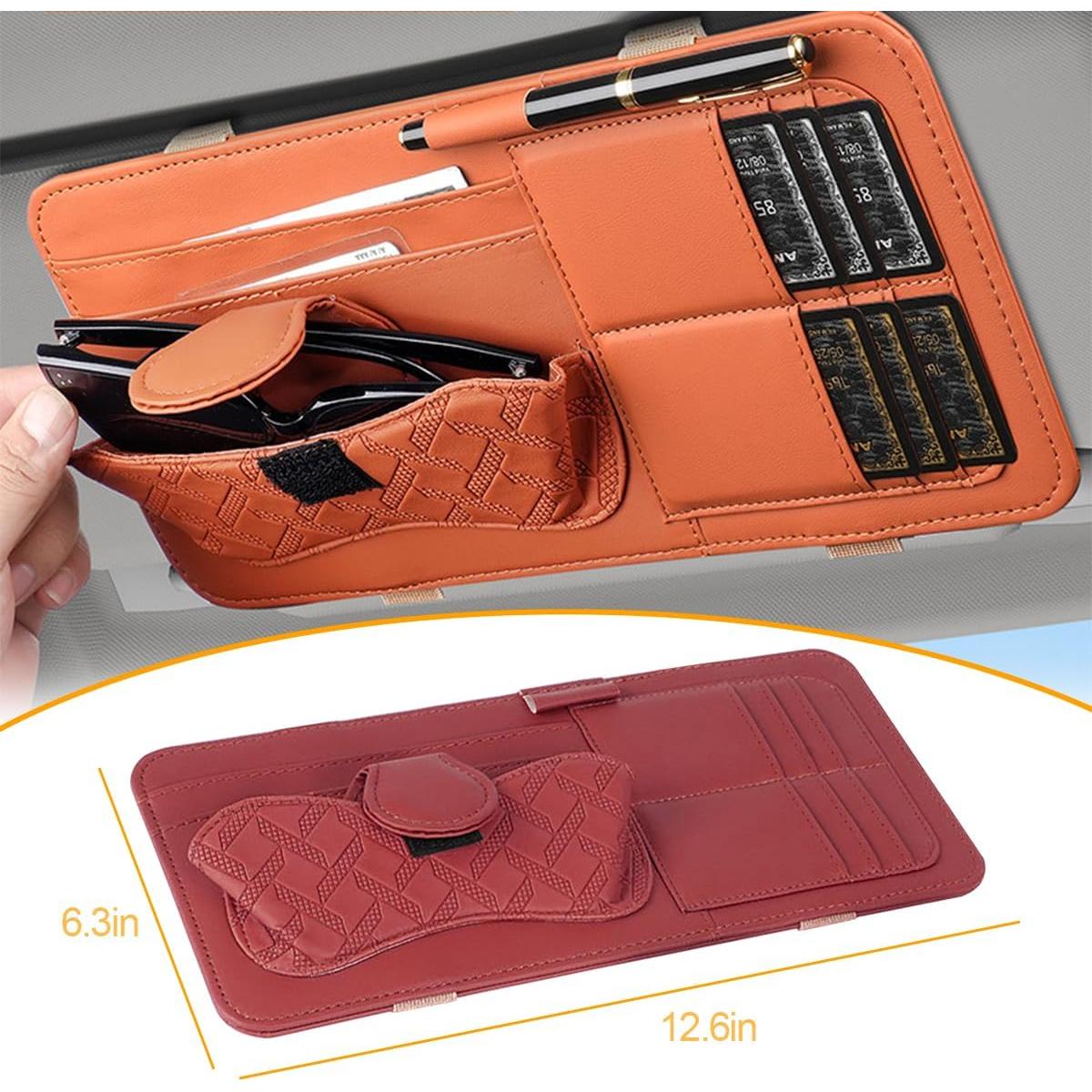 Organizador de Visera de Coche Sandfren Rojo Vino 32x16 cm