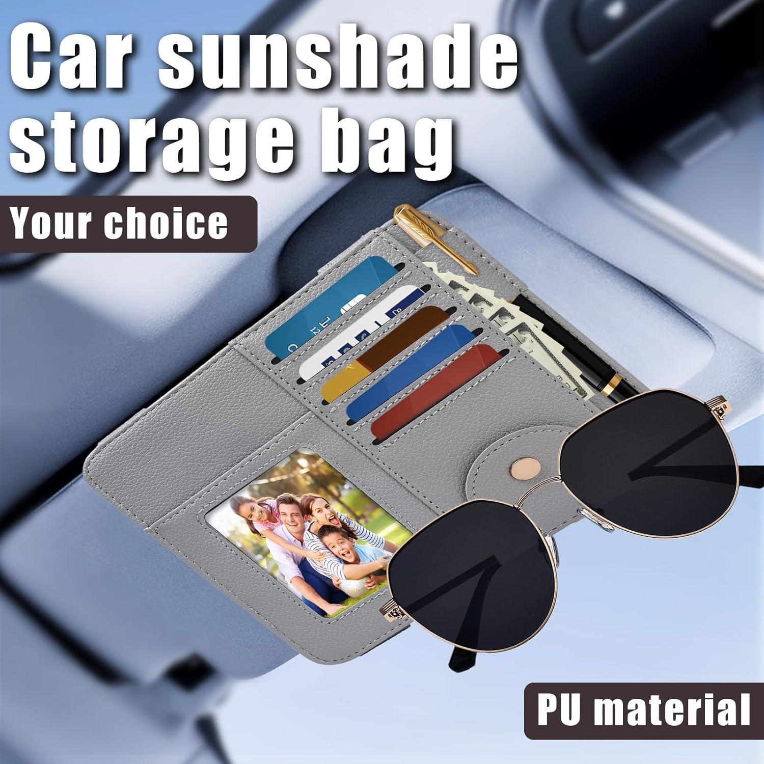 Organizador de Visera Peisicne Gris para Auto con Bolsillos