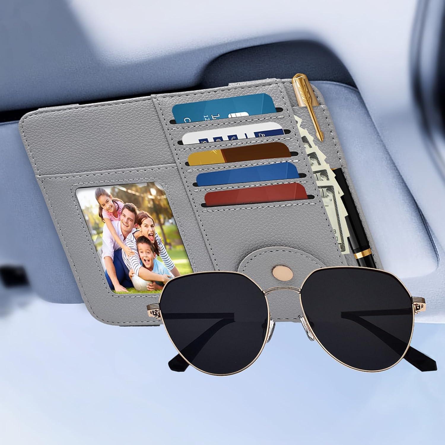 Organizador de Visera Peisicne Gris para Auto con Bolsillos