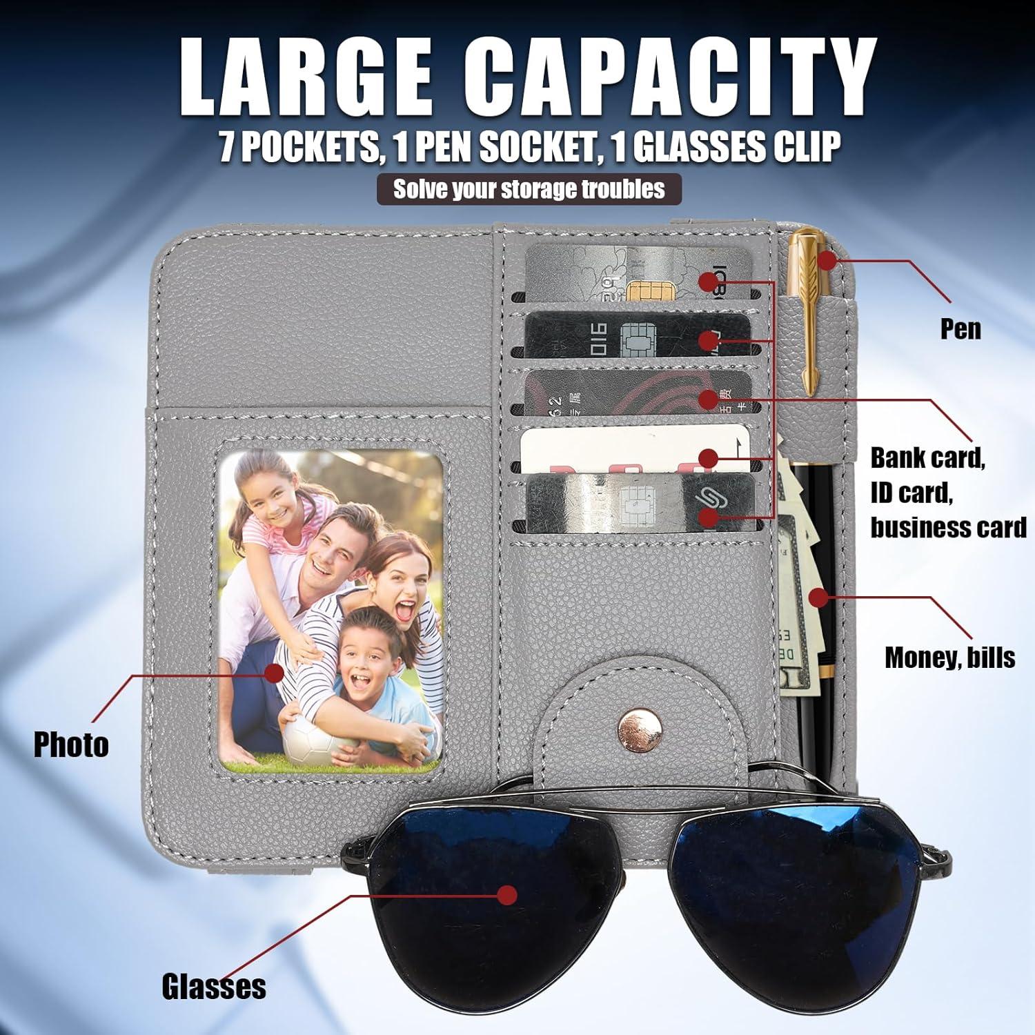 Organizador de Visera Peisicne Gris para Auto con Bolsillos