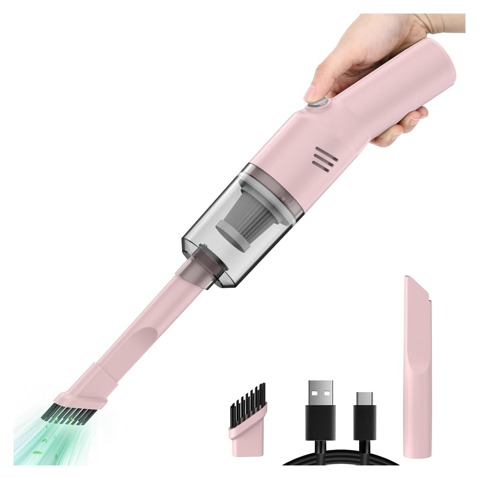 Aspiradora Mini Portátil Auloea V06 Rosa Inalámbrica HEPA 25 min