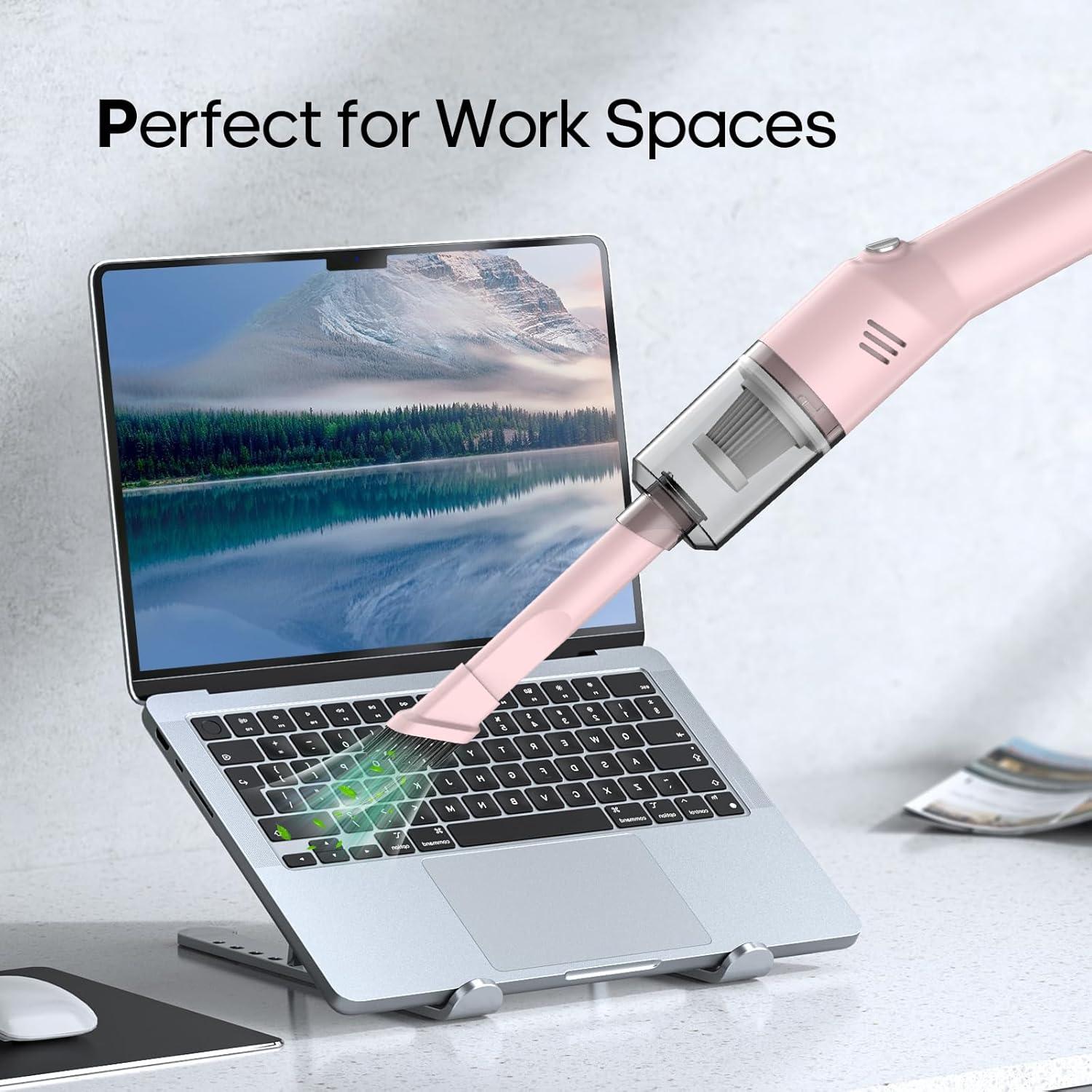 Aspiradora Mini Portátil Auloea V06 Rosa Inalámbrica HEPA 25 min