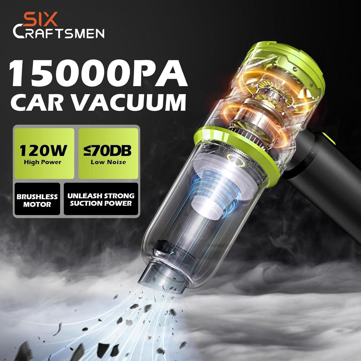 Aspiradora de Mano Inalámbrica SIX CRAFTSMEN SV6 15000PA Verde