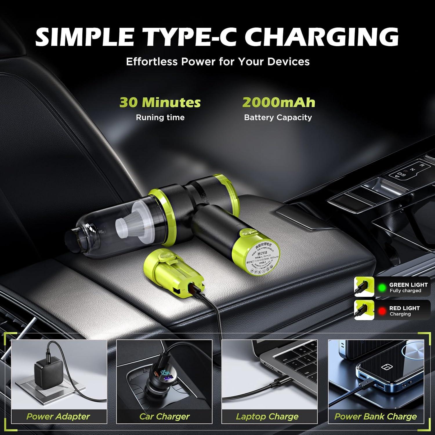 Aspiradora de Mano Inalámbrica SIX CRAFTSMEN SV6 15000PA Verde