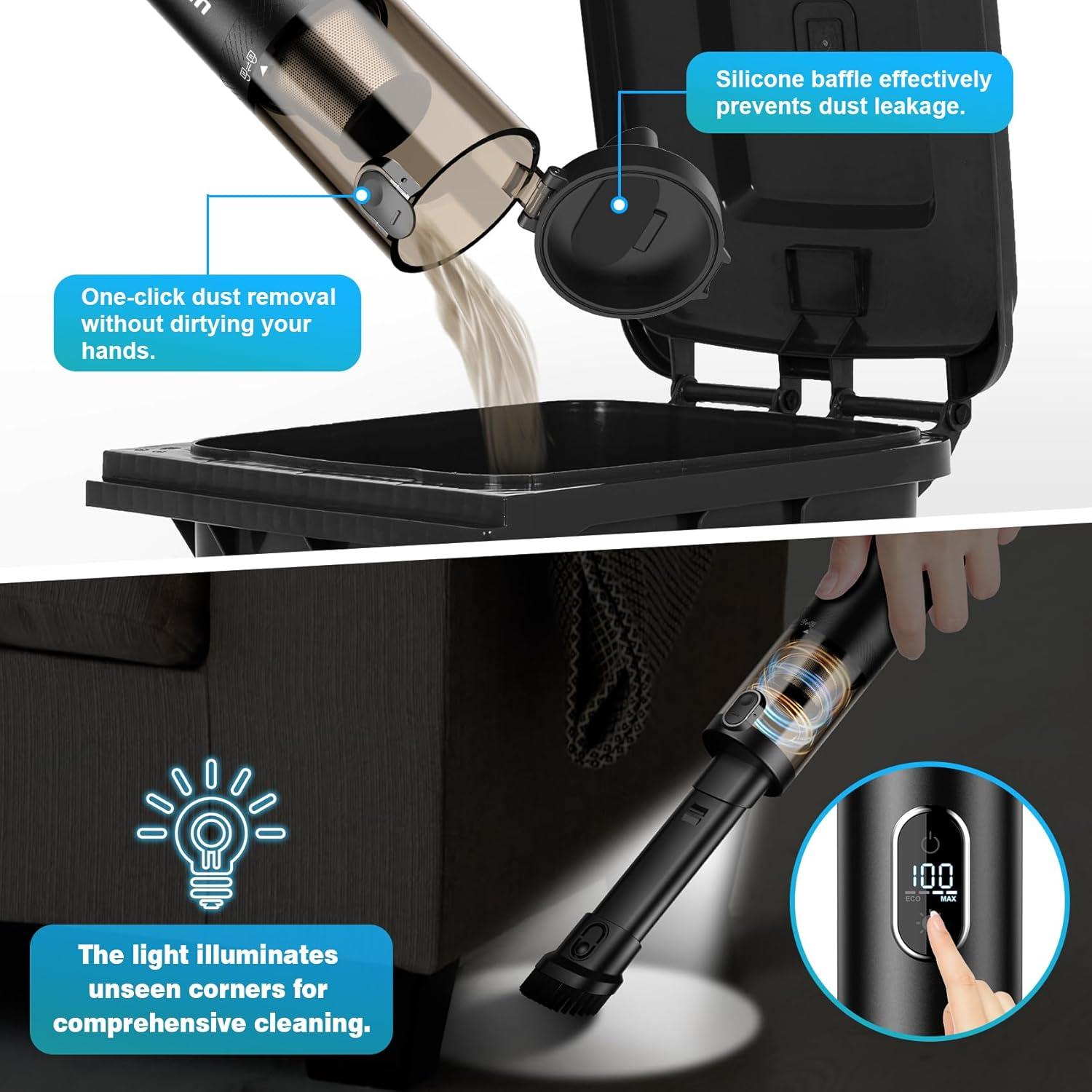 Aspiradora de Mano Inalámbrica Upbooz VC012 14000PA LED