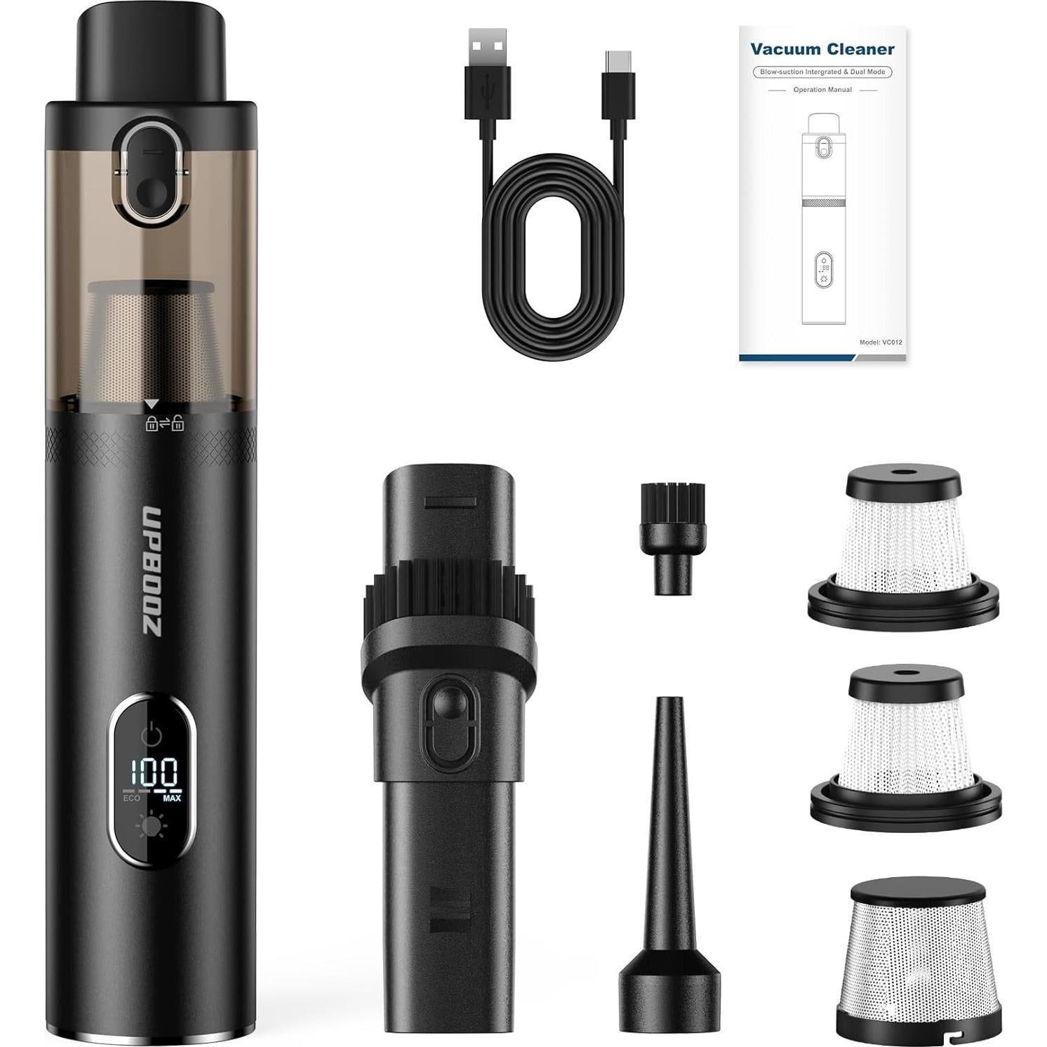 Aspiradora de Mano Inalámbrica Upbooz VC012 14000PA LED