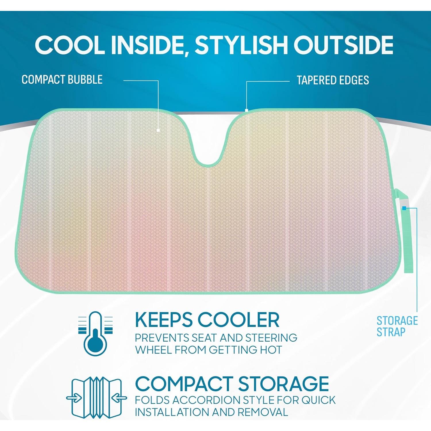 Parasol Frontal Plegable BDK Blanco Mate Iridiscente 147x69cm