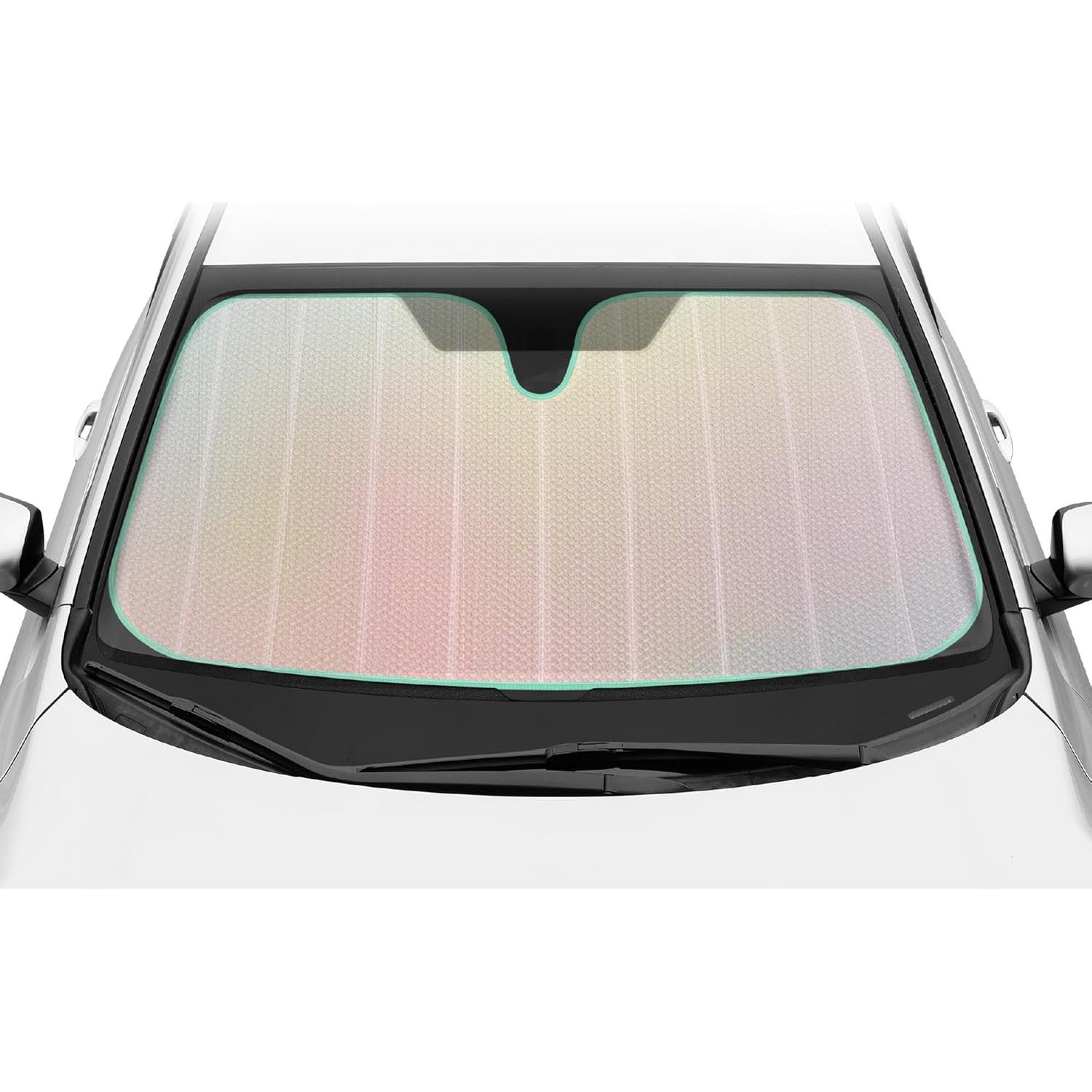 Parasol Frontal Plegable BDK Blanco Mate Iridiscente 147x69cm