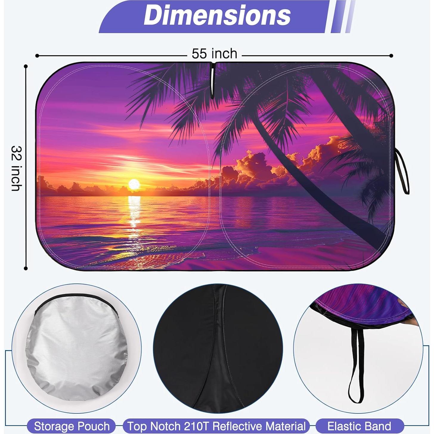 Protector Solar Parabrisas Coche Loiyadn 139.7x81.3cm Púrpura