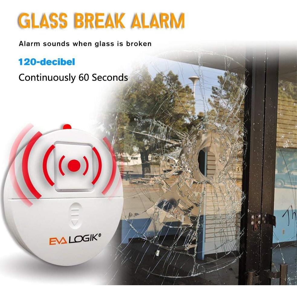 Alarma de Ventana EVA LOGIK 120dB con Sensor de Vibración - Paquete de 4