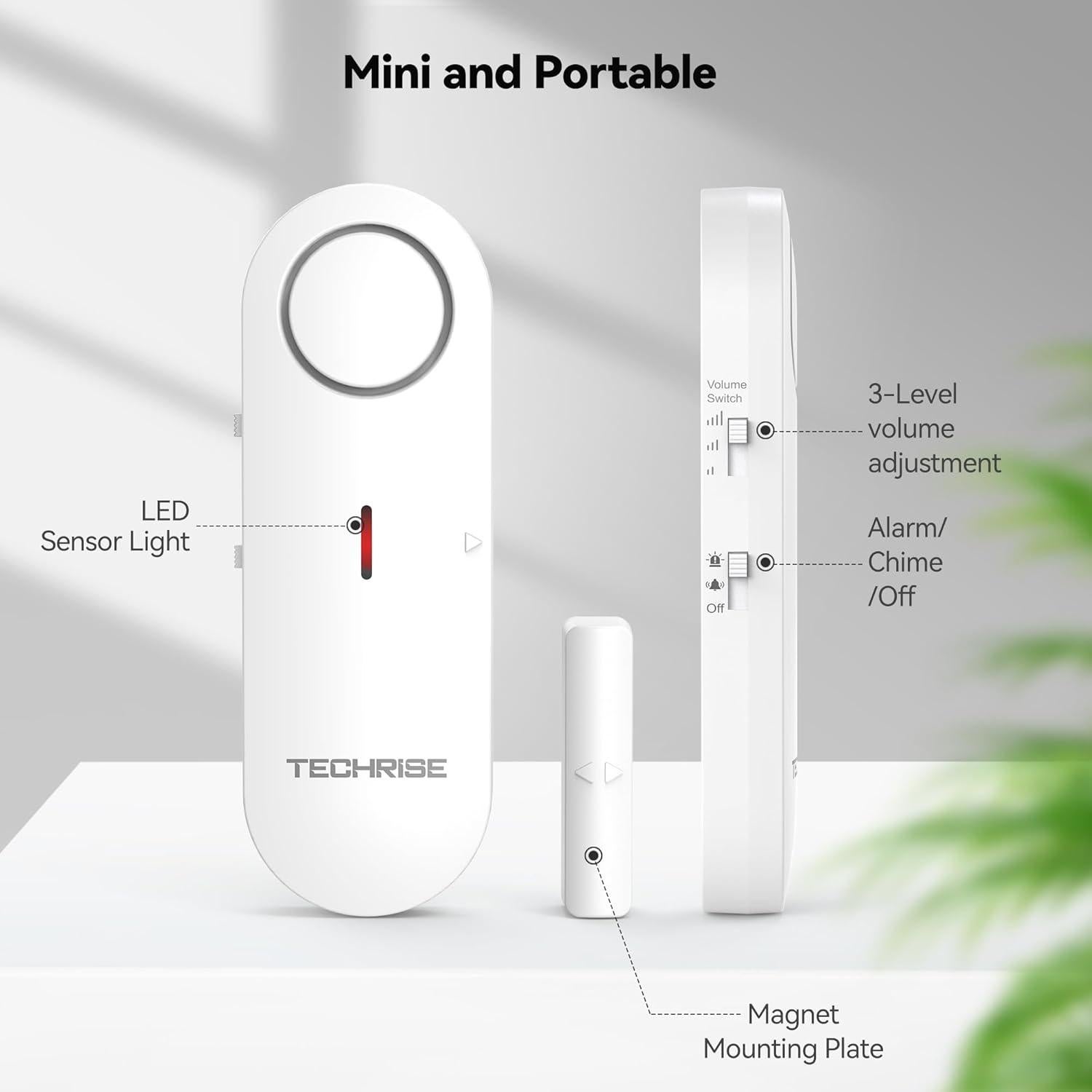 Alarmas de Ventana y Puerta TechRise 3PCS 100dB Seguridad