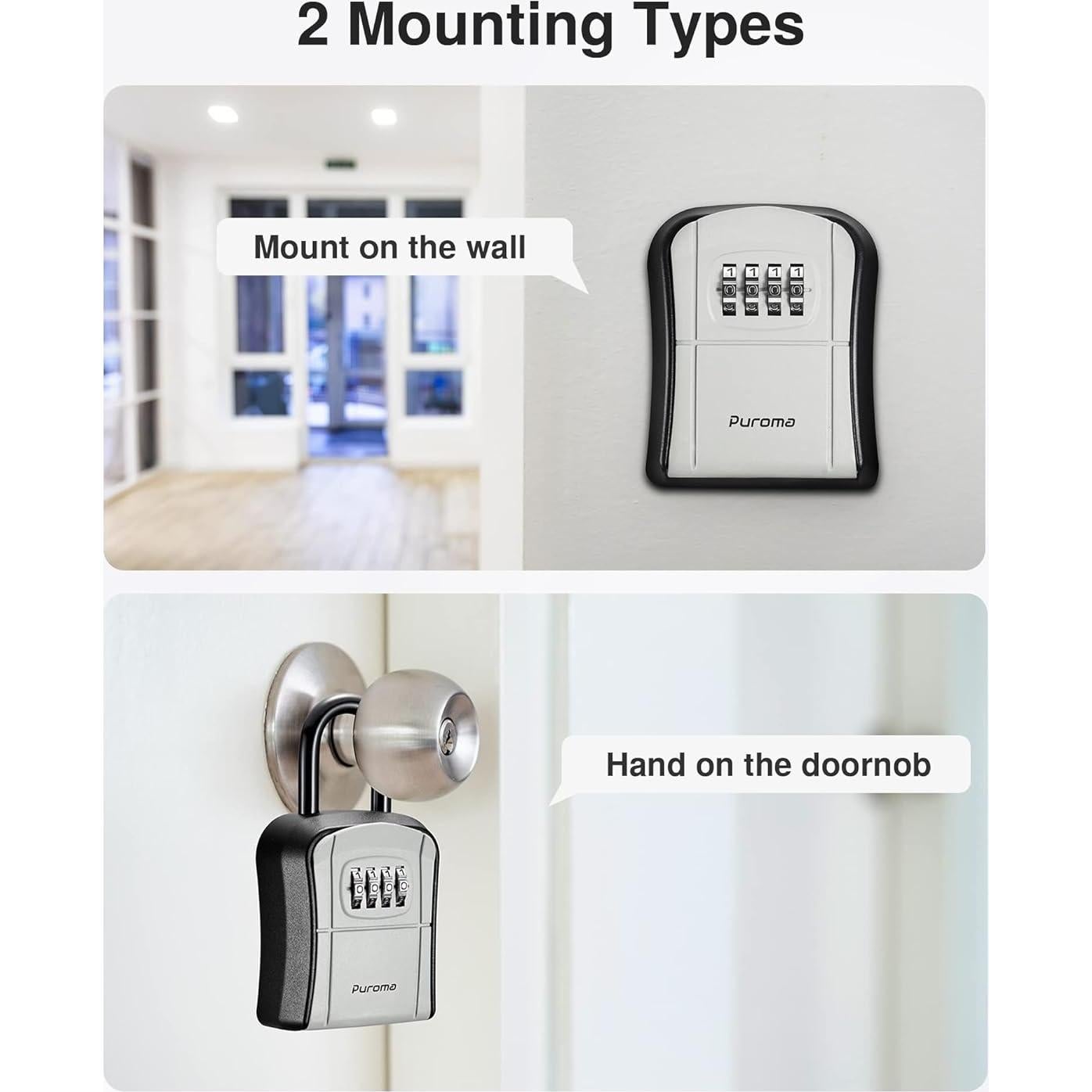 Caja de Llave con Cerradura Puroma LB125, 4 Dígitos, Gris