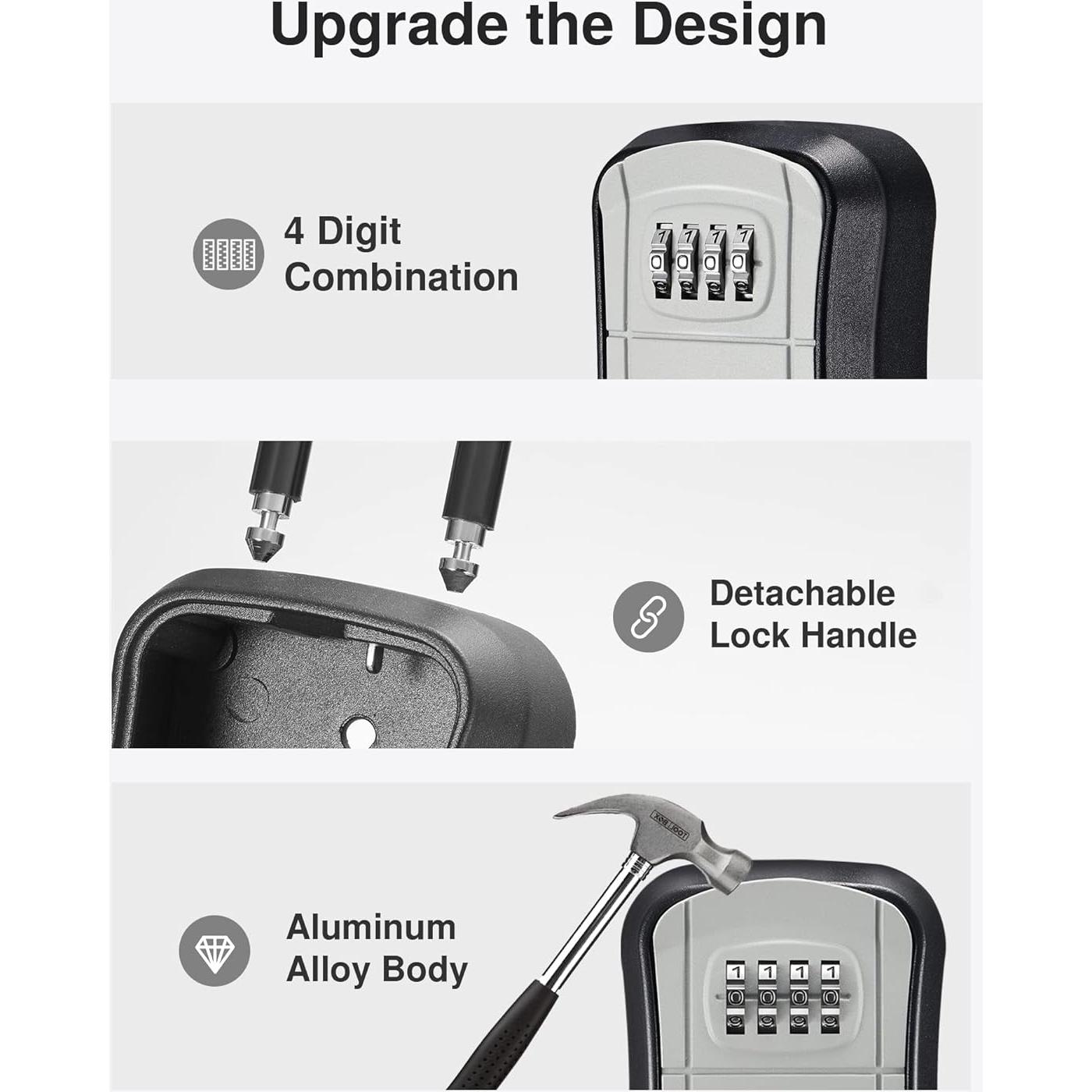 Caja de Llave con Cerradura Puroma LB125, 4 Dígitos, Gris