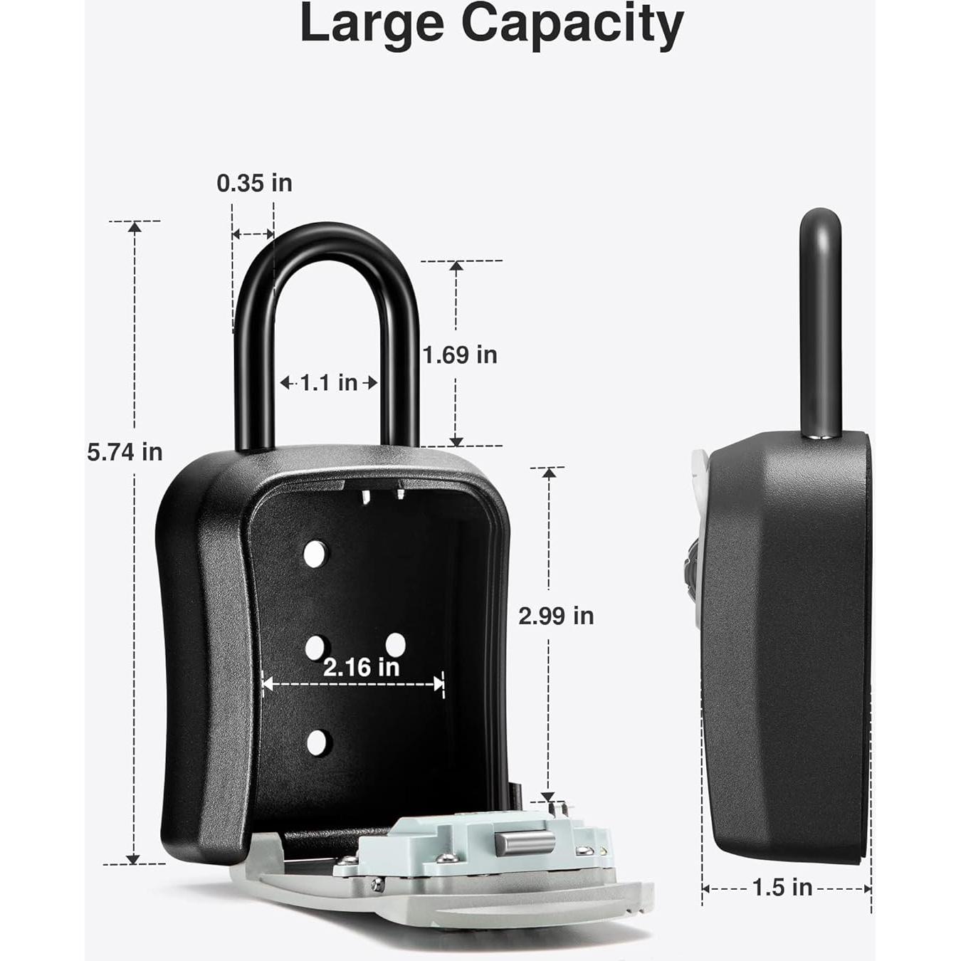 Caja de Llave con Cerradura Puroma LB125, 4 Dígitos, Gris