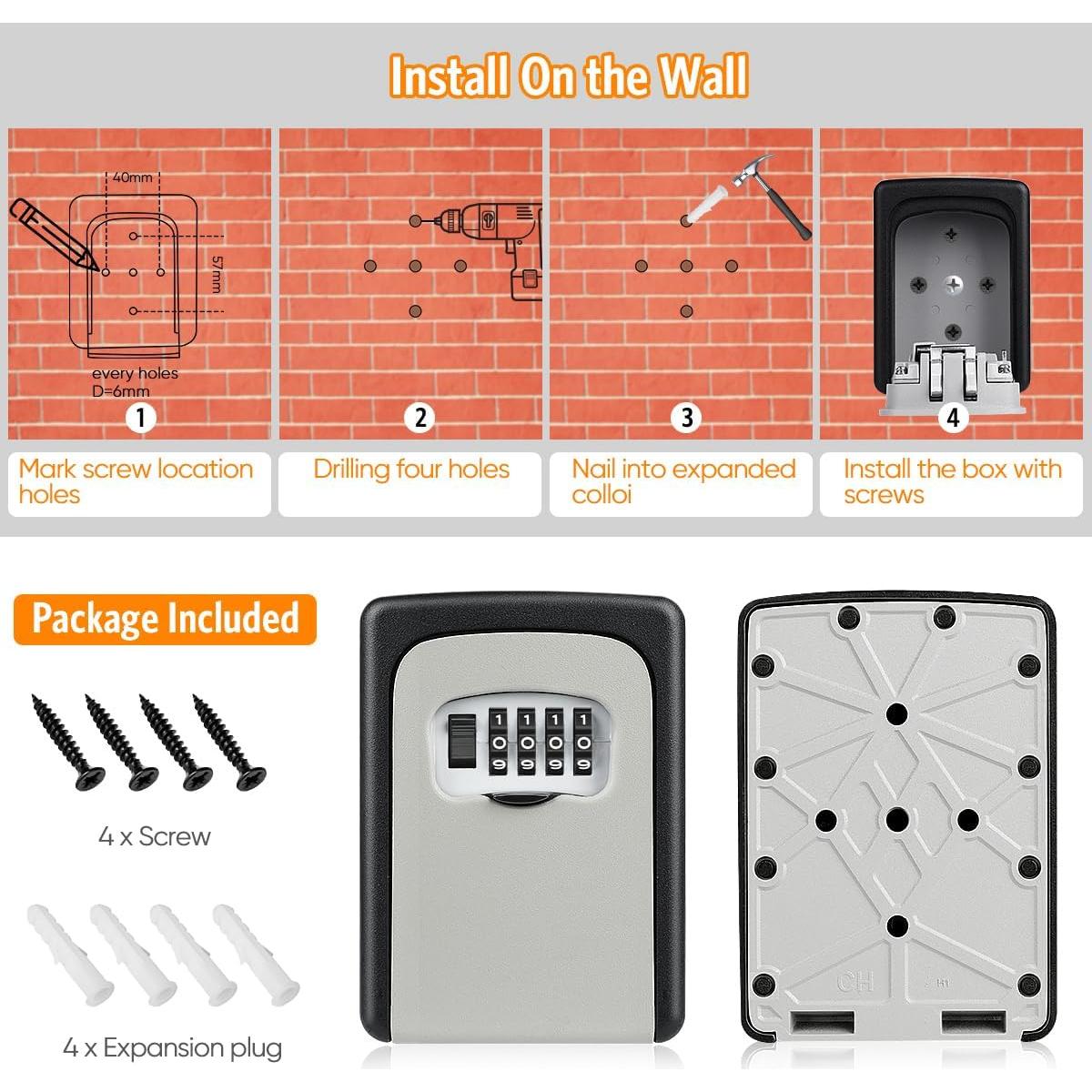 Caja de Llave de Combinación Fayleeko Gris para 5 Llaves